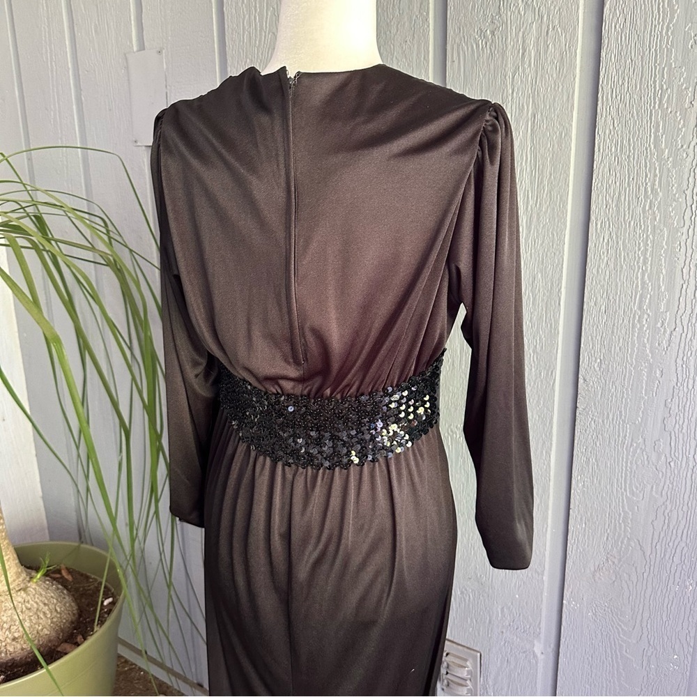 Claralura Original California Vintage Gown Black Maxi Dress Long 1970s 1980s 80s - Picture 4 of 16